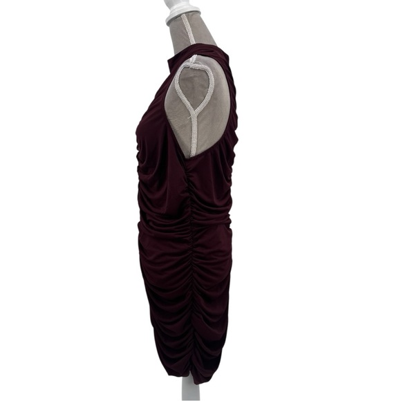 Armani Exchange Plum Burgundy Ruched Halter Midi Dress NWT Size 14 - Picture 6 of 13